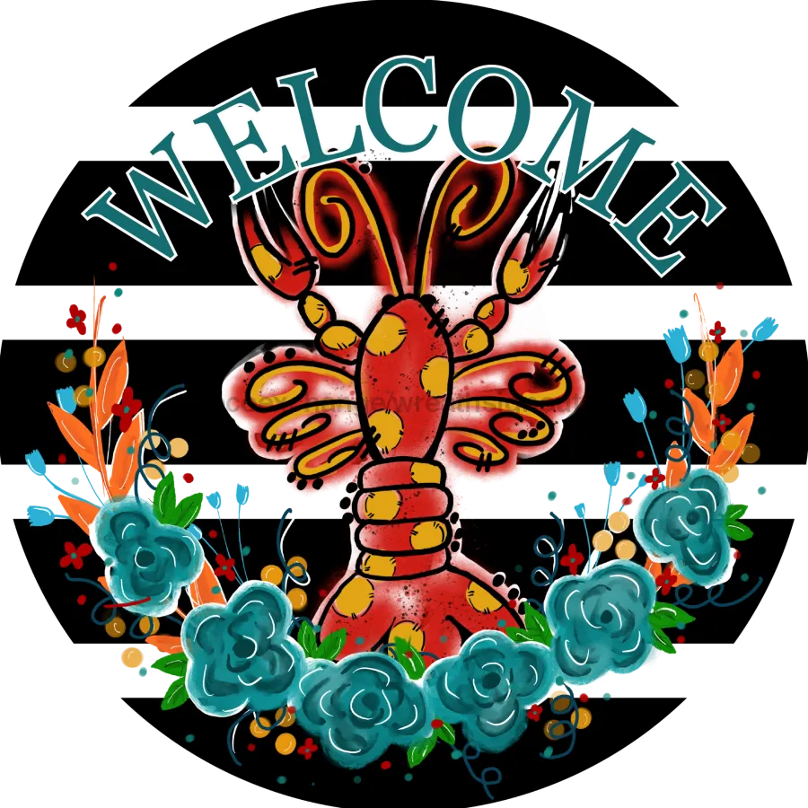 Wreath Sign, Crawfish Sign, Louisiana Sign, DECOE-1036, Sign For Wreath, DecoExchange
