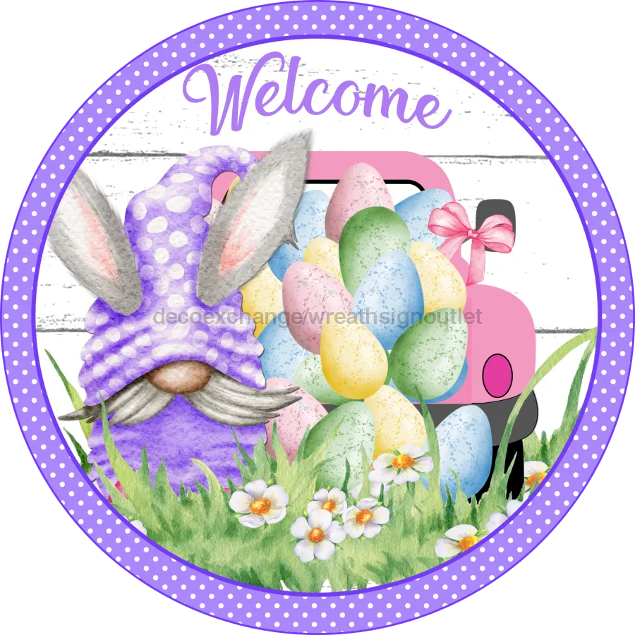 Wreath Sign, Easter Truck Sign, Spring Sign, 10" Round Metal Sign DECOE-272, Sign For Wreath, DecoExchange