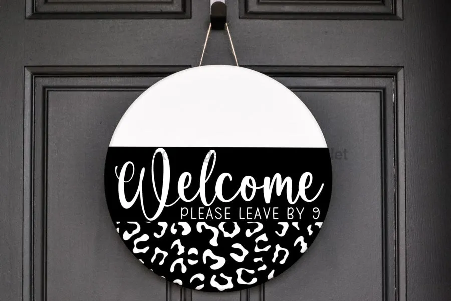 Wreath Sign, Everyday Sign, Funny Welcome, Leopard Print sign, DECOE-1131-D, Sign For Wreath, Door Hanger, DecoExchange