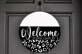 Wreath Sign, Everyday Sign, Funny Welcome, Leopard Print sign, DECOE-1131-D, Sign For Wreath, Door Hanger, DecoExchange