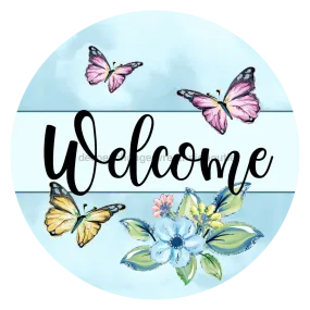Wreath Sign, Everyday Welcome, Butterfly Sign, DECOE-1073-A, Sign For Wreath, DecoExchange