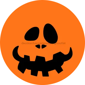 Wreath Sign, Halloween Sign, Jack-O-Lantern Sign, Halloween Face, DECOE-2078-DH, Sign For Wreath, Round Sign, DecoExchange