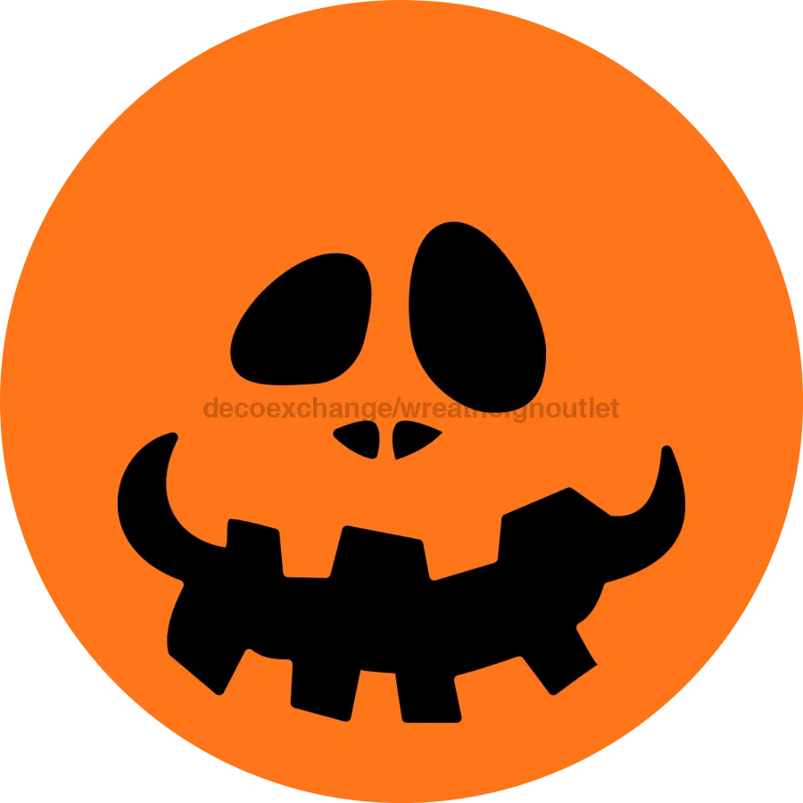 Wreath Sign, Halloween Sign, Jack-O-Lantern Sign, Halloween Face, DECOE-2078-DH, Sign For Wreath, Round Sign, DecoExchange