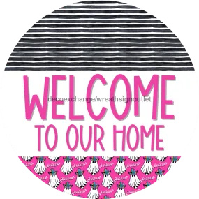 Wreath Sign, Halloween Wreath Sign, Ghost Sign, Welcome Sign, Western Wreath Sign, DECOE-2371, Sign For Wreath, Round Sign, 10" Metal Round