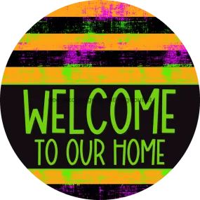 Wreath Sign, Halloween Wreath Sign, Welcome Sign, DECOE-2372, Sign For Wreath, Round Sign, 10" Metal Round
